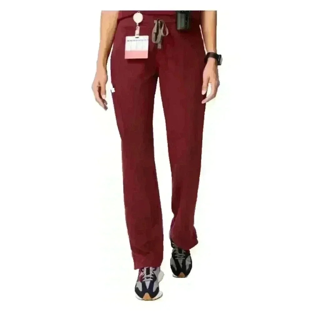 Figs Technical Collection Womens Scrub Pants Drawstring Maroon Stretch M/P